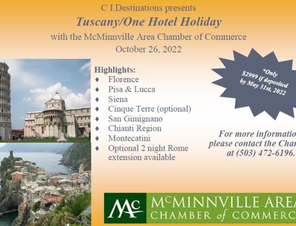 IT'S OFFICIAL WE ARE THE BEST MAIN STREET...IN THE WEST! McMinnville Area Chamber of Commerce